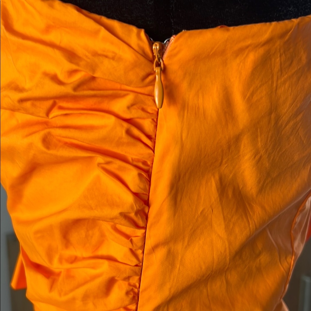 Orange One-Shoulder Ruffle Dress - Picture 7 of 8